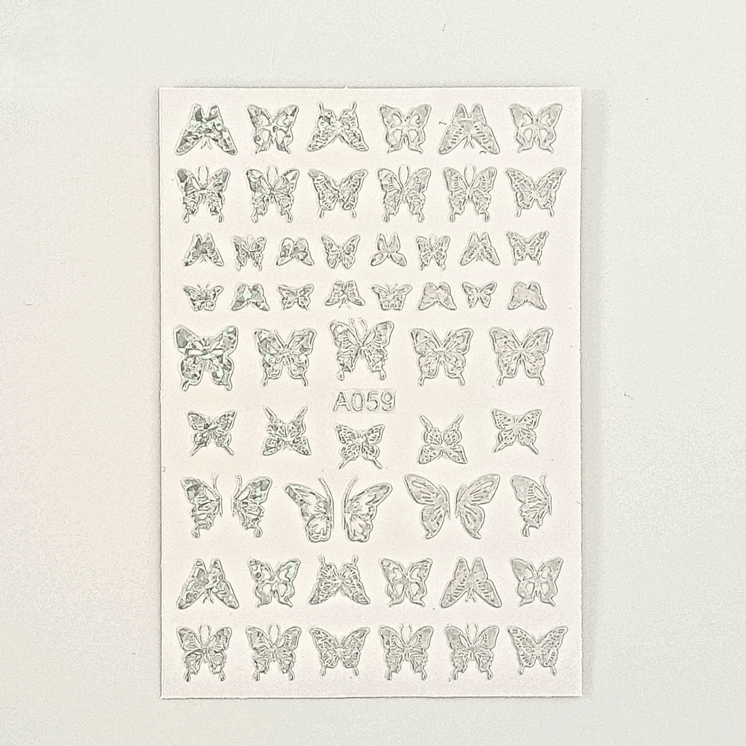 Belle Beauty's Silver Butterfly Design - Nail Art