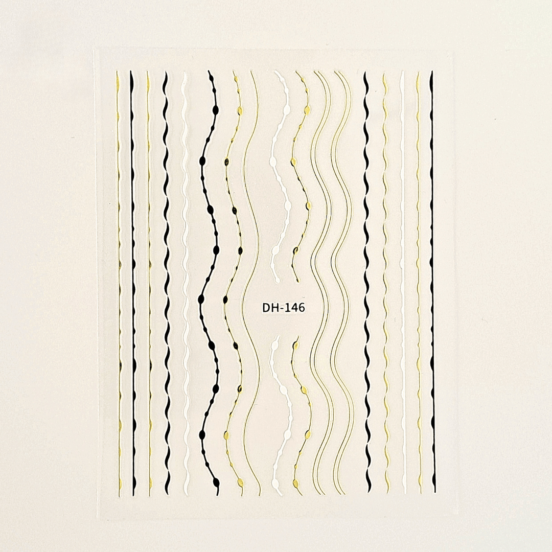 Belle Beauty Black, Gold and White Nail Art Stickers