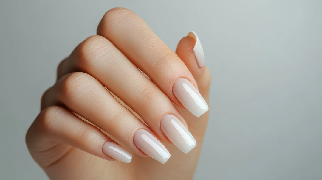 Glass Like Nails on manicured hand 