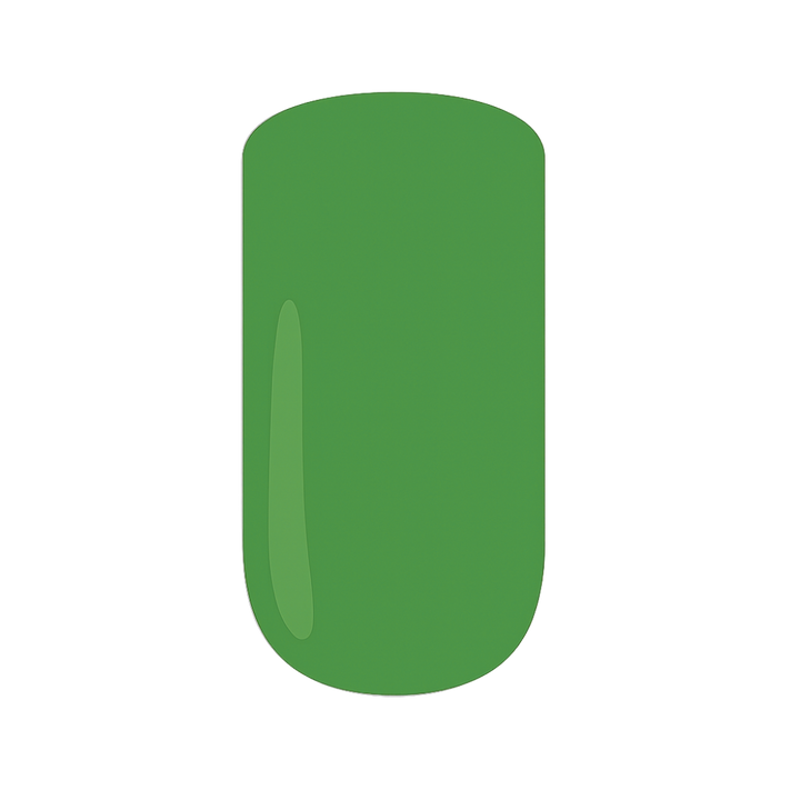 Green gel nail polish swatch on a white background