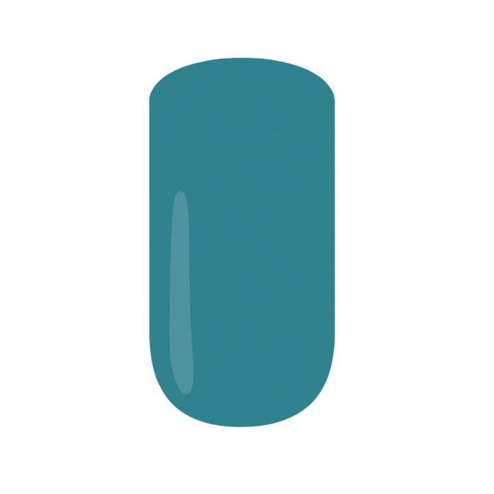 Petrol blue gel polish swatch on a white background