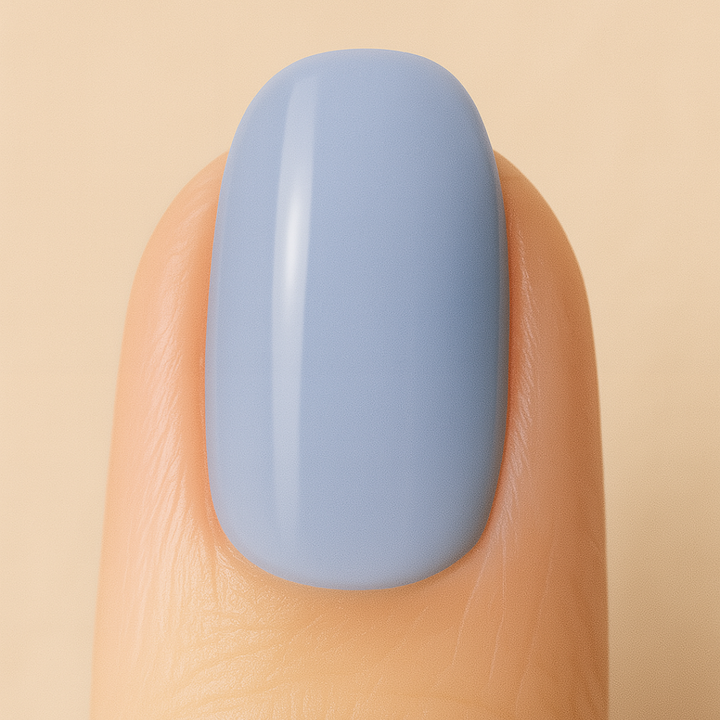 Platinum coloured gel polish painted on a nail.