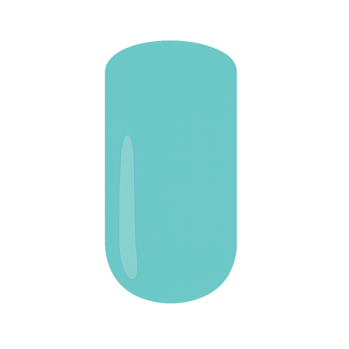 Turquoise gel polish swatch on a white background